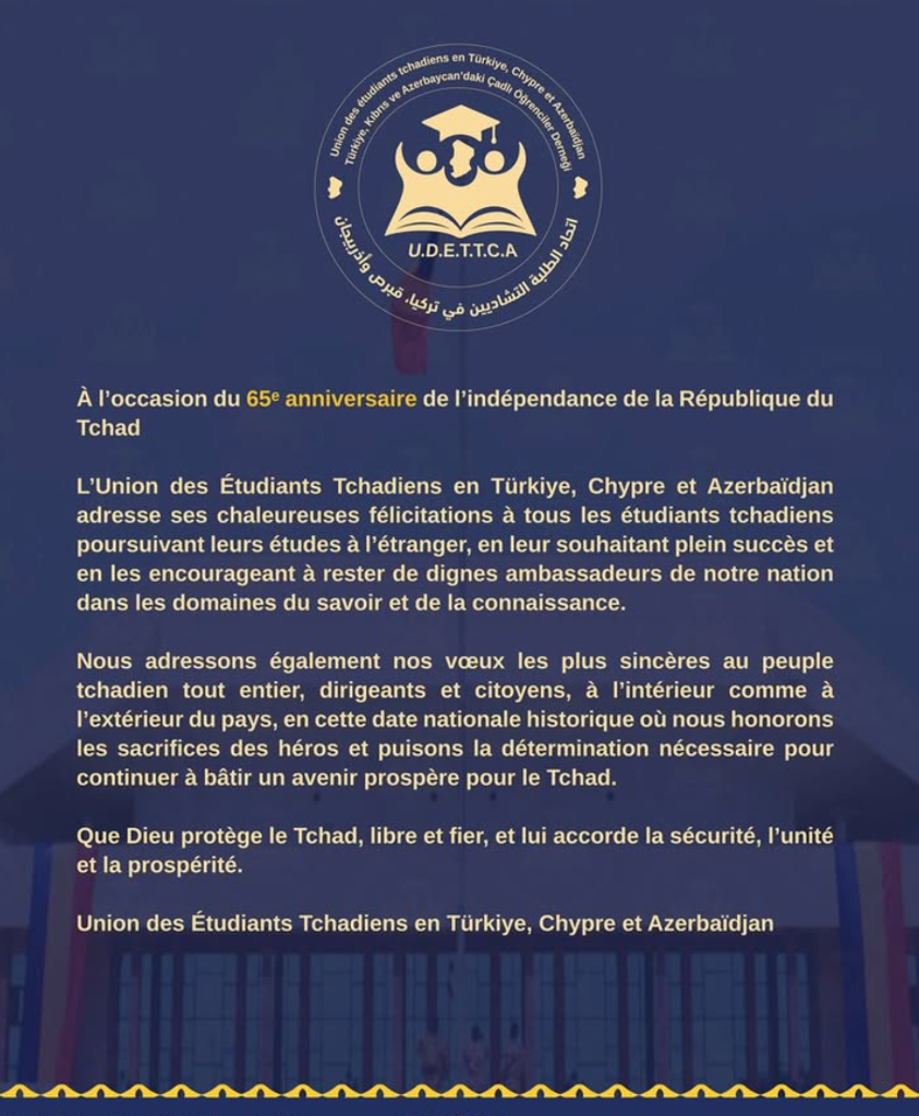 تهنئة بمناسبة الذكرى الـ 65 لاستقلال جمهورية تشاد